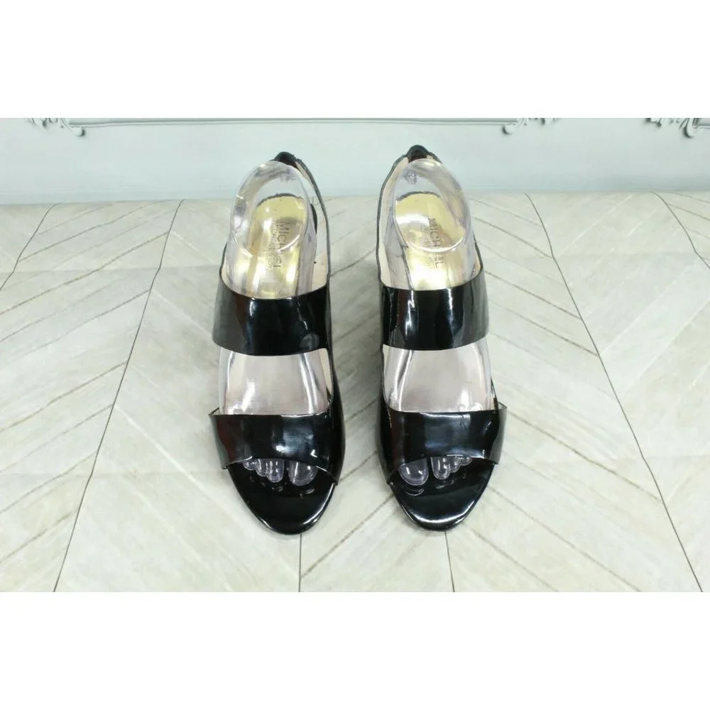 MICHAEL Michael Kors Black Leather Peep Toe Platform Heels Sandals Size 10 M - Picture 5 of 9